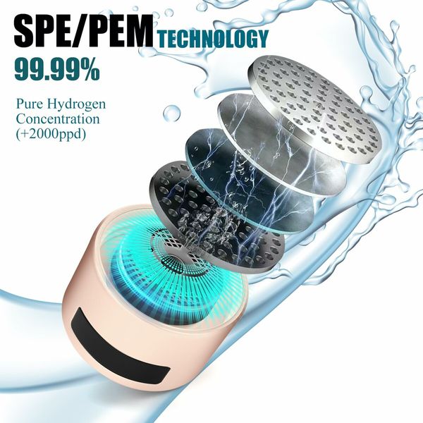 Hydrogen Water Bottle,Rechargeable Portable Hydrogen Water Ionizer Machine,PEM SPE Technology,LED Display,Generates Real 2000ppb Hydrogen Water Bottle Generator