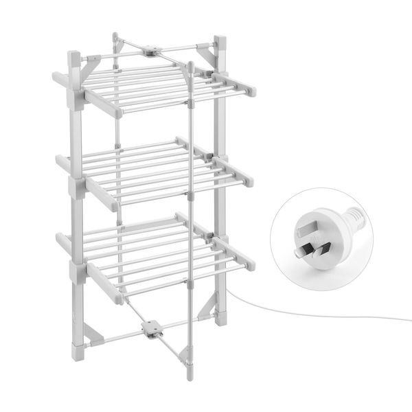 Maxkon Electric Airer 3 Tier Heated Clothes Dryer Laundry Drying Rack Heater Towel Rail  Stand Foldable 220W