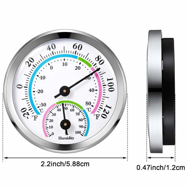 Mini Thermometer Hygrometer Indoor Outdoor Thermometer Temperature Humidity Monitor Gauge Temperature Monitor for Home Wall Room Incubator Tank (Silver)