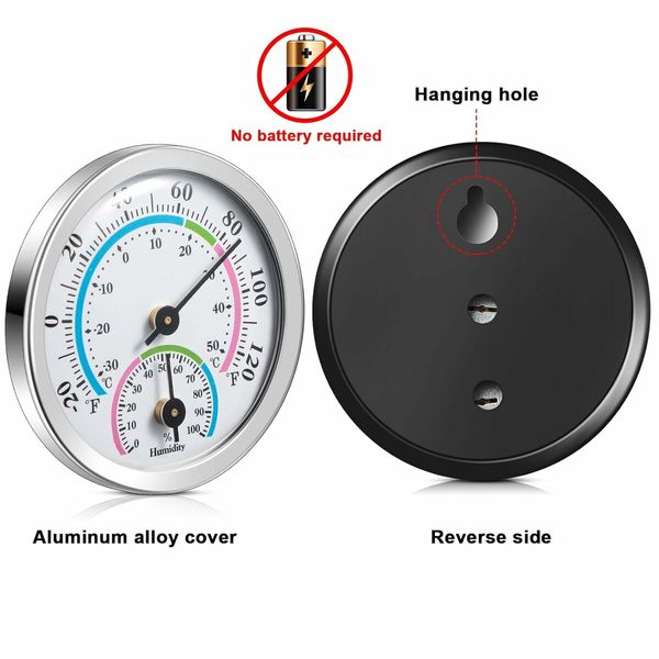 Mini Thermometer Hygrometer Indoor Outdoor Thermometer Temperature Humidity Monitor Gauge Temperature Monitor for Home Wall Room Incubator Tank (Silver)