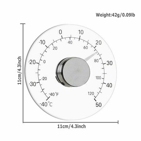 Indoor Outdoor Window Thermometer, Transparent Dial, Weather Thermometer, Accurate Readings for Home, Office, Patio