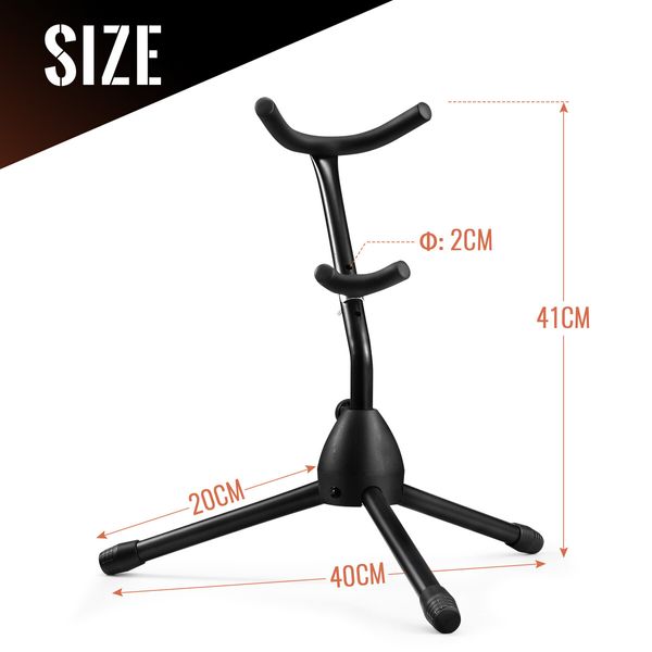 Saxophone Stand Tubular Construction Adjustable Folding Sax Rack Music Instrument Metal Black