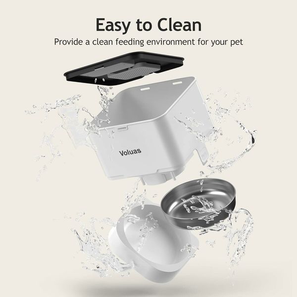 Automatic Pet Feeder Intelligent Schedule Meal Times Pet Feeder with Stainless Steel Bowl Pet Cats Dogs Dry Food Dispenser (White-4L)