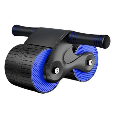 Ab Roller Automatic Rebound Abdominal Wheel Abdominal Roller Home Exerciser with Knee Pad for Beginners Core Workout-Blue