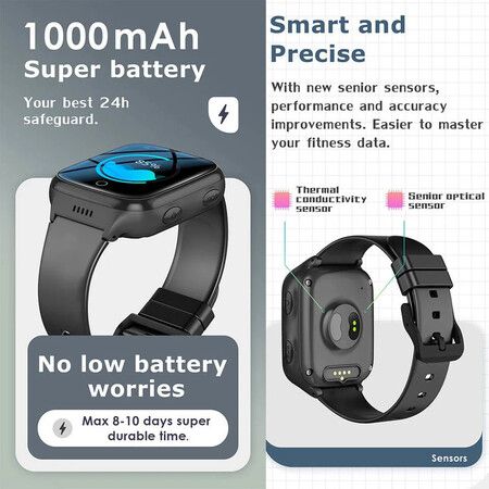 4G Elderly Smart Watch SOS Fall Detection Bodycare Phone Watch Two-way Call Voice Chat Remote GPS Tracker