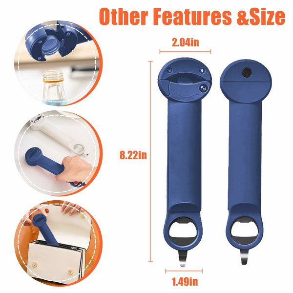 Multifunctional Retractable Bottle Opener,Jar Opener Bottle Opener,Adjustable Multifunctional Can Opener Jar Lid Gripper,for Weak Hands,Senior Arthritis (Blue)