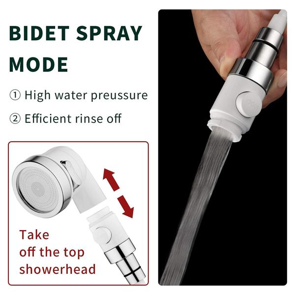 Sink Faucet Sprayer Attachment for Hair and Pet Rinser Showerhead with Water-Saving Stop Function in White