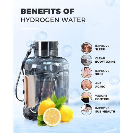 1500ml MAX Hydrogen Water Bottle, Hydrogen Water Generator with SPE/PEM Technology Grey