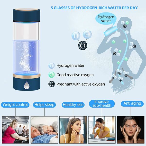 Portable Hydrogen Water Bottle Generator Hydrogen Rich Water Maker Bottle Cup 420ML