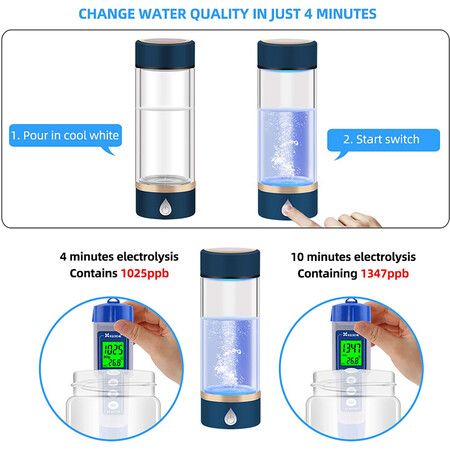 Portable Hydrogen Water Bottle Generator Hydrogen Rich Water Maker Bottle Cup 420ML