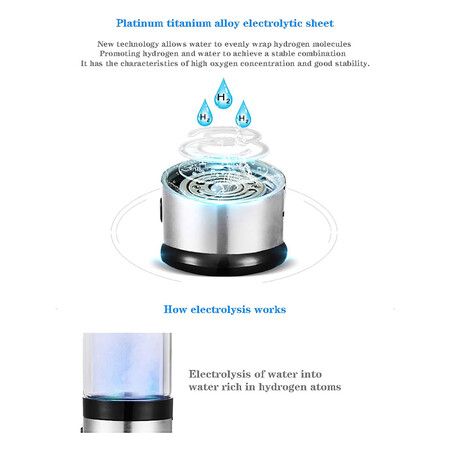 Hydrogen Water Bottle Generator, Portable 3 Minute HydrogentoRich Water Bottle, Up to 800 PPB