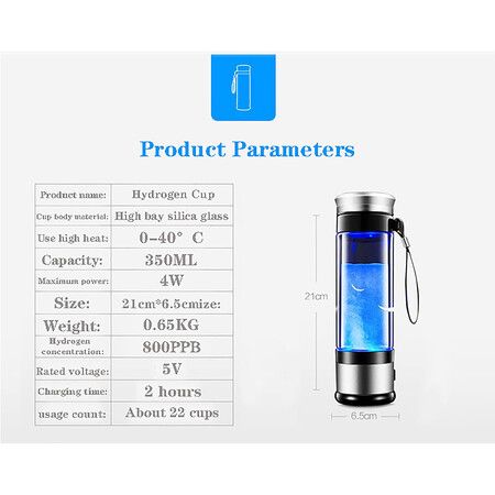 Hydrogen Water Bottle Generator, Portable 3 Minute HydrogentoRich Water Bottle, Up to 800 PPB