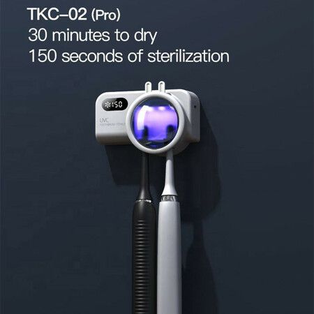 UVC LED Toothbrush Sanitizer Holder Automatic Induction Wall Mount Tooth Brush Holder Organizer-1 Pack