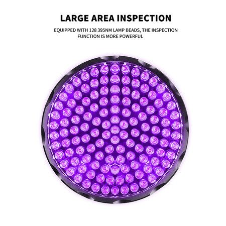 Blacklight Flashlight,128 LED UV Flashlights for Banknotes , Passports, Collectibles Pet Stains and Bed Bug