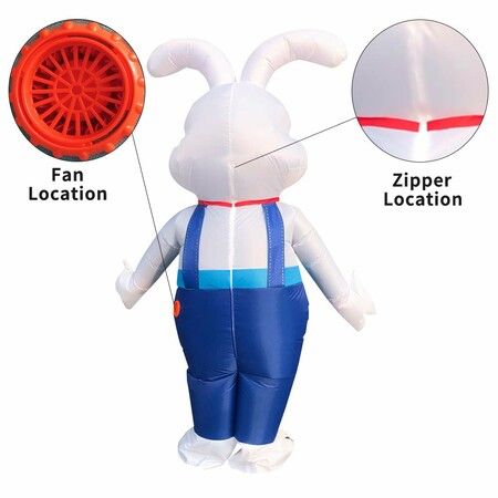 150190cm Inflatable Easter Bunny Costume Blow up Bunny Rabbit  Fancy Dress Costume For Men Women Unisex Bunny Jumpsuit Cosplay Party Costume