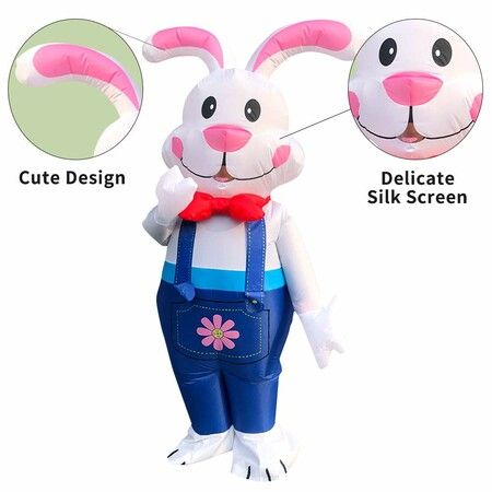 150190cm Inflatable Easter Bunny Costume Blow up Bunny Rabbit  Fancy Dress Costume For Men Women Unisex Bunny Jumpsuit Cosplay Party Costume