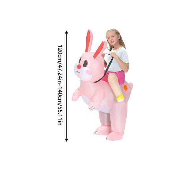 120140cm Easter Inflatable Pink Bunny Costume for Men Women, Party Dress Up Riding Rabbit Blow up Costumes  Kids