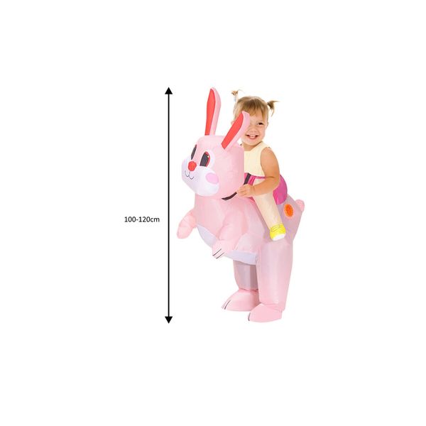 100120cm Easter Inflatable Pink Bunny Costume for Men Women, Party Dress Up Riding Rabbit Blow up Costumes  Kids