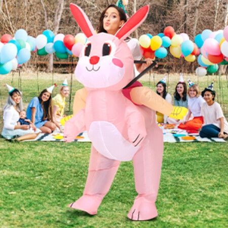 150190cm Inflatable Easter Bunny Costume Blow up Bunny Rabbit  Fancy Dress Costume For Men Women Unisex  Bunny Cosplay Party Costume
