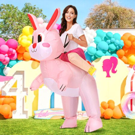150190cm Inflatable Easter Bunny Costume Blow up Bunny Rabbit  Fancy Dress Costume For Men Women Unisex  Bunny Cosplay Party Costume