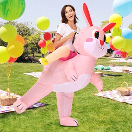 150190cm Inflatable Easter Bunny Costume Blow up Bunny Rabbit  Fancy Dress Costume For Men Women Unisex  Bunny Cosplay Party Costume