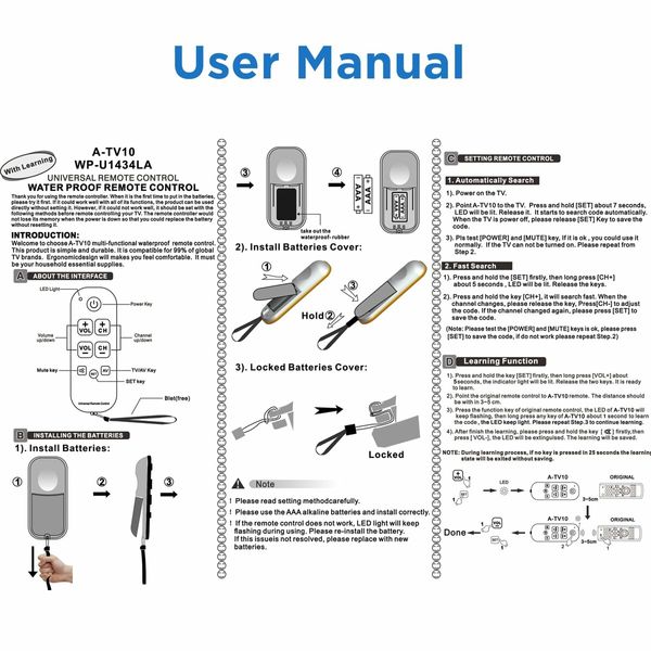 Universal Big Button TV Remote for Seniors,Elderly Simple Remote,Easy to Use and Set Up with Learning Functions for TV & Cable Box Controller