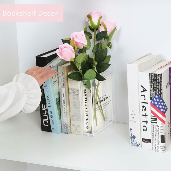 Book Vase for Flowers,Book Lovers Gifts,Aesthetic Room Decor Cute Flower Vase,Office Decor (Clear)