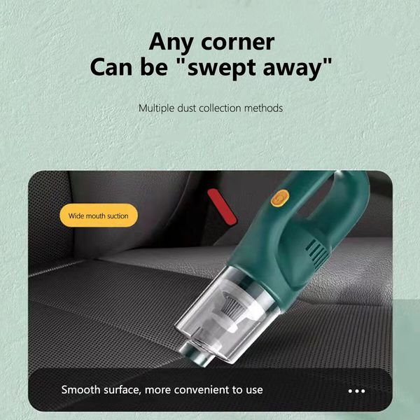 Portable Vacuum Cleaner Wireless Car Vacuum Cleaning Powerful Suction for Home Car Dual Use Cleaning Tool Color Green