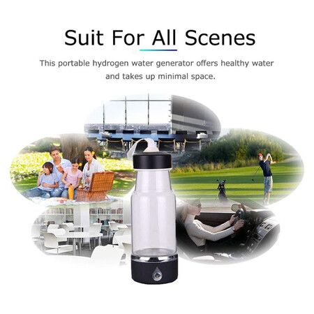 Hydrogen Water Bottle, 400ML Hydrogen Rich Water Ionizer Maker Generator Alkaline Energy Bottle