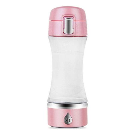 Hydrogen Water Bottle, Portable Hydrogen Water Maker Generator Rechargeable H2 Hydrogen-Rich Pure Glass Water Bottle 380 ML Pink