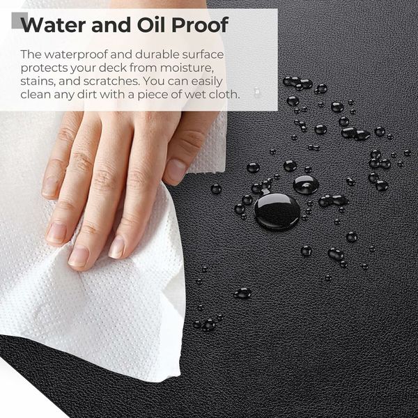 Non Slip Desk Pad, PU Leather Desk Protector for Keyboard and Mouse, Office and Home, 90 x 45 cm, Black