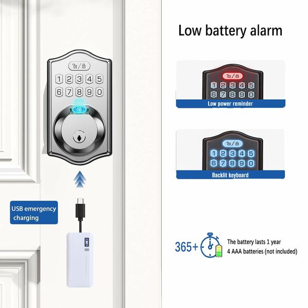 Smart Fingerprint Keyless Entry Door Lock with Keypad Smart Deadbolt Lock for Front Door with Door Lock Easy Installation (Color  Silver)