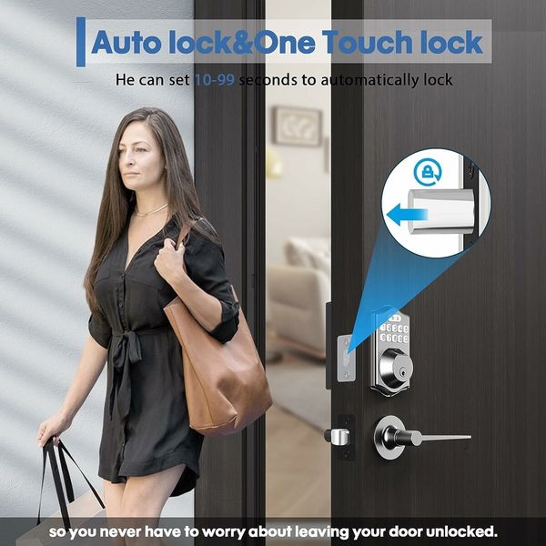 Smart Fingerprint Keyless Entry Door Lock with Keypad Smart Deadbolt Lock for Front Door with Door Lock Easy Installation (Color  Silver)