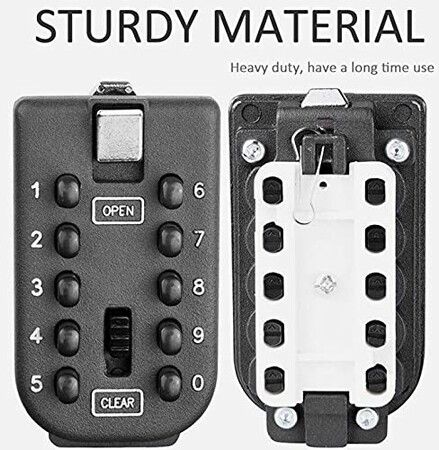 Wall Mount Key Lock Box Waterproof Key Storage with 10-Digit Combination Lock for Landlord Property Management