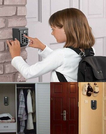 Wall Mount Key Lock Box Waterproof Key Storage with 10-Digit Combination Lock for Landlord Property Management