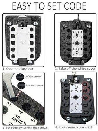 Wall Mount Key Lock Box Waterproof Key Storage with 10-Digit Combination Lock for Landlord Property Management