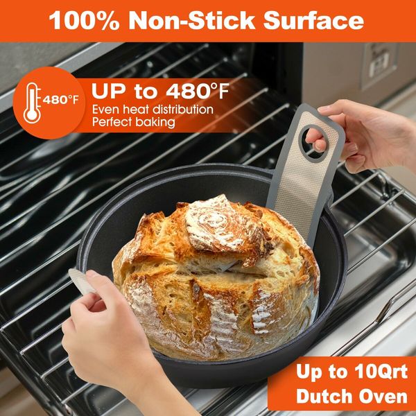 1 Pcs Grey for Transferable Dough,Bread Sling Dutch Oven,Non-Stick & Easy Clean Reusable Silicone Bread Baking Mat With Extra Long Handles