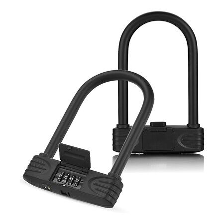 Heavy Duty U Lock, 4 Digit Combination Password Bicycle Lock with U-Lock Shackle