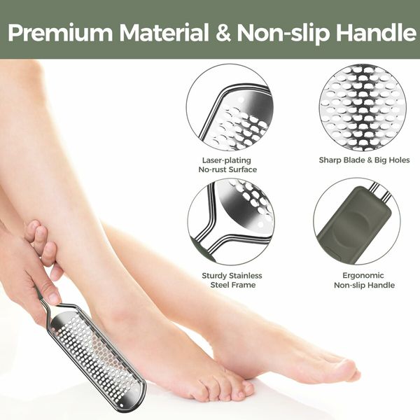 Foot File Foot Scrubber Pedicure,Callus Remover for Feet Professional Grater Rasp Foot Scraper Corns Callous Removers Cracked Dead Skin Remover (Grey)