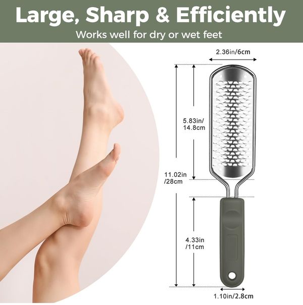 Foot File Foot Scrubber Pedicure,Callus Remover for Feet Professional Grater Rasp Foot Scraper Corns Callous Removers Cracked Dead Skin Remover (Grey)