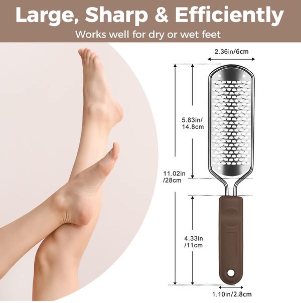 Foot File Foot Scrubber Pedicure,Callus Remover for Feet Professional Grater Rasp Foot Scraper Corns Callous Removers Cracked Dead Skin Remover for Dry and Wet Feet (Brown)