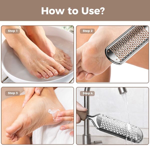 Foot File Foot Scrubber Pedicure,Callus Remover for Feet Professional Grater Rasp Foot Scraper Corns Callous Removers Cracked Dead Skin Remover for Dry and Wet Feet (Brown)