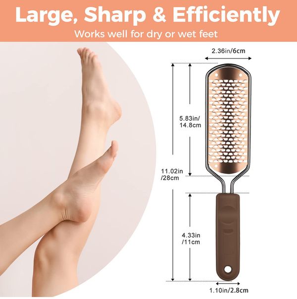 Foot File Foot Scrubber Pedicure,Callus Remover for Feet Professional Grater Rasp Foot Scraper Corns Callous Removers Cracked Dead Skin Remover for Dry and Wet Feet (Rose Golden)