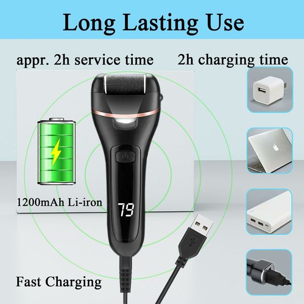 Callus Remover for Feet,13-in-1 Professional Pedicure Tools Foot Care Kit,Foot Scrubber Electric Feet File Pedi for Hard Cracked Dry Dead Skin,3 Rollers,2 Speed,Battery Display (Black)