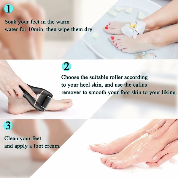 Callus Remover for Feet,13-in-1 Professional Pedicure Tools Foot Care Kit,Foot Scrubber Electric Feet File Pedi for Hard Cracked Dry Dead Skin,3 Rollers,2 Speed,Battery Display (Black)