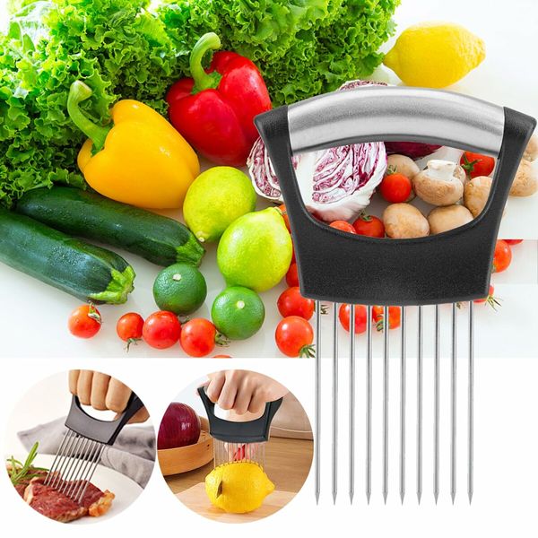 Onion Holder for Slicing,Lemon Slicer Onion Cutter for Slicing,Vegetable Cutter for Potato and Tomato,Avocados,Eggs,Food Slicer Assistant Tool for Slicing Fruit Lemon and Meat