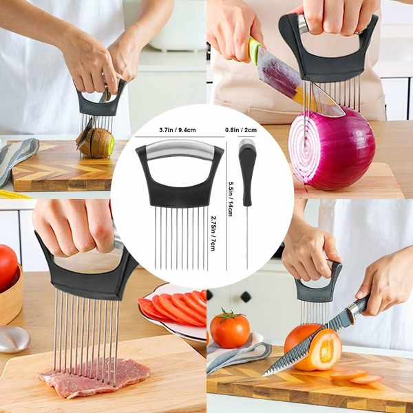 Onion Holder for Slicing,Lemon Slicer Onion Cutter for Slicing,Vegetable Cutter for Potato and Tomato,Avocados,Eggs,Food Slicer Assistant Tool for Slicing Fruit Lemon and Meat