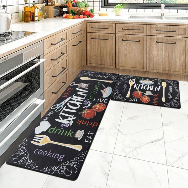 2pcs Kitchen Mat Bath Carpet Floor Mat Washable Durable Home Entrance Doormat Bathroom Carpet Living Room