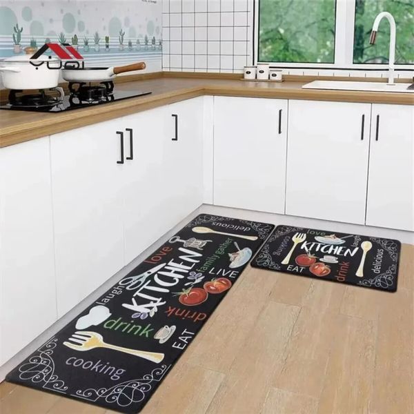 2pcs Kitchen Mat Bath Carpet Floor Mat Washable Durable Home Entrance Doormat Bathroom Carpet Living Room