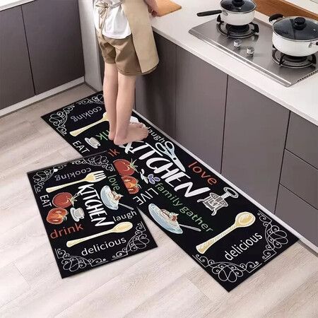 2pcs Kitchen Mat Bath Carpet Floor Mat Washable Durable Home Entrance Doormat Bathroom Carpet Living Room